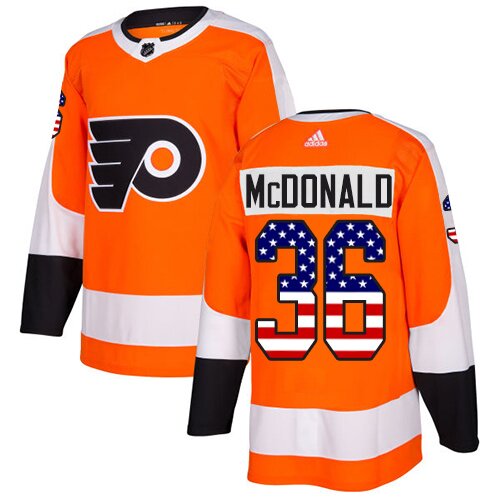 Youth Philadelphia Flyers #36 Colin McDonald Adidas Orange Authentic USA Flag Fashion NHL Jersey