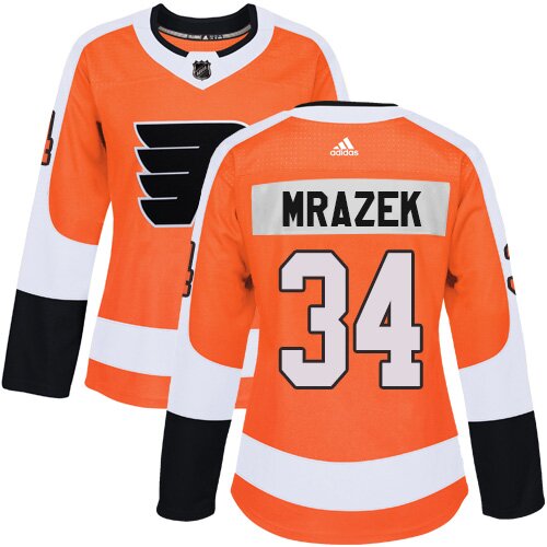 Women's Philadelphia Flyers #34 Petr Mrazek Adidas Orange Home Authentic NHL Jersey