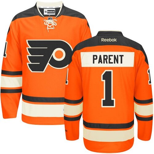Men's Philadelphia Flyers #1 Bernie Parent Black Alternate Authentic Hockey Jersey